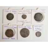 A small collection of later period English hammered silver coinage, including a James I shilling,