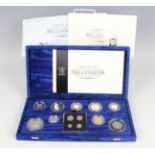 An Elizabeth II Royal Mint Millennium silver proof thirteen-coin set, including the four-coin Maundy