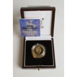 An Elizabeth II Royal Mint gold proof Britannia twenty-five pounds coin 2001, cased with