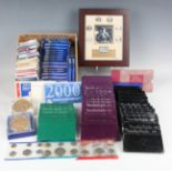 A large collection of USA commemorative coins, including a group of year-type specimen sets, some in