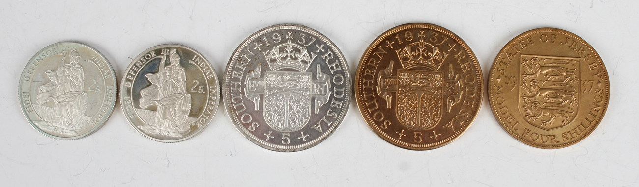 A collection of Edward VIII pattern fantasy coins, including a silver Southern Rhodesia five - Image 2 of 3