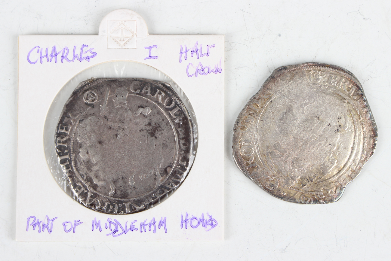 Two Charles I hammered half-crowns, both mintmark triangle in circle, one detailed 'Part of the