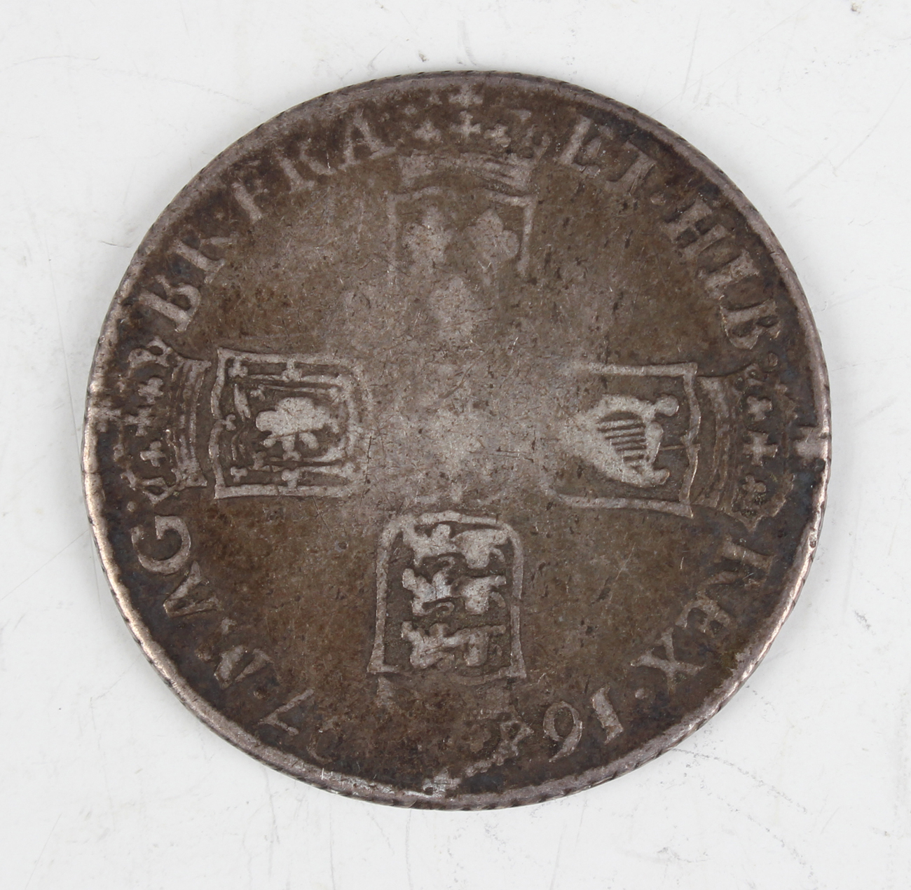 A William III sixpence 1700, two other sixpences, 1696 and 1697, and two shillings, both 1697. - Image 10 of 11