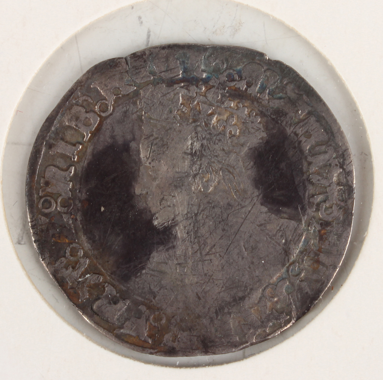 A Philip and Mary hammered shilling 1554, a Philip and Mary groat and three Queen Mary groats. - Image 3 of 8