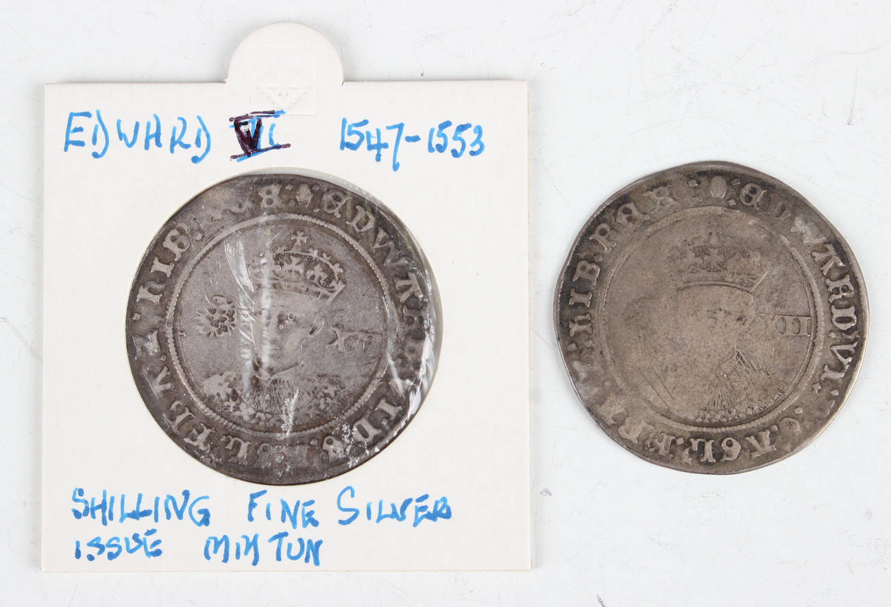 Two Edward VI hammered shillings, Southwark Mint, mintmark tun.Buyer’s Premium 29.4% (including