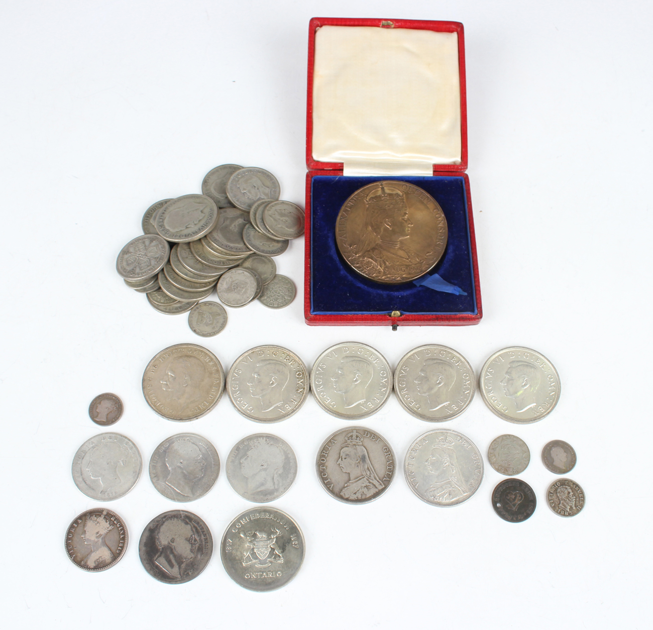 A collection of 19th and 20th century British silver and silver nickel coinage, including a group of