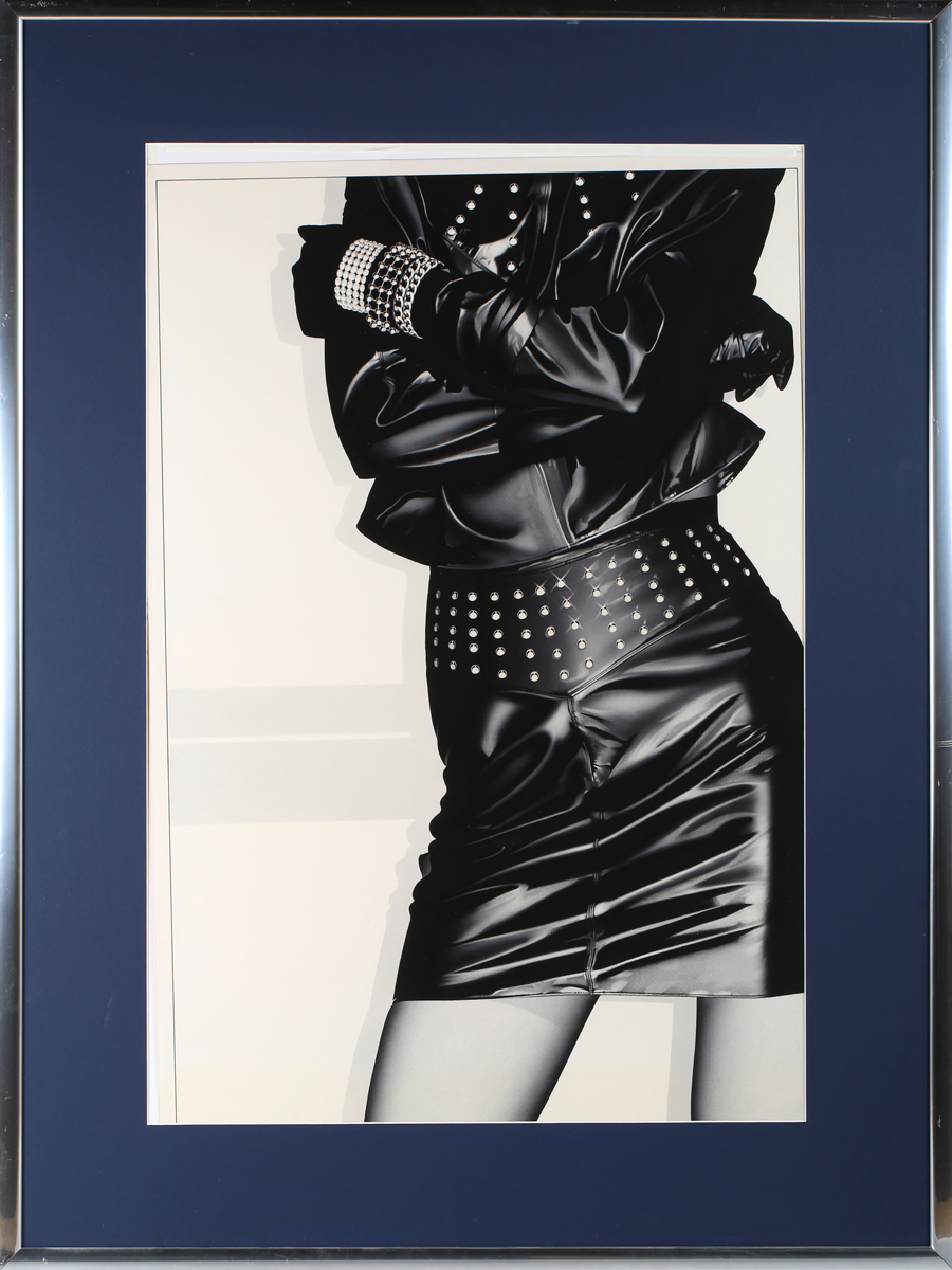 Rod Ferring - Female Torsos wearing a Leather Skirts and Jackets, a pair of 20th century airbrush