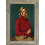 John Whitlock Codner - 'Fleur' (Portrait of a Lady wearing a Red Jumper), oil on canvas, signed