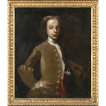 George Allen - Half Length Portrait of a Young Gentleman wearing a Green Velvet Jacket and White