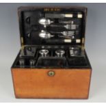 A late Victorian brown leather cased and plated picnic set, commemorating the 1893 Grand National