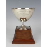 A George V silver trophy cup of tapering circular form, inscription engraved 'Manchester &