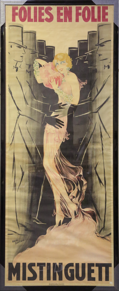 Paul Seltenhammer - 'Folies en Folie, Mistinguett' (Poster for the Folies-Bergère), lithograph in