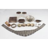 A set of four late Victorian silver salts, each of stylized scallop shell form on ball feet,