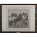 Max Beerbohm - 'The Budget in the Balance', pen with ink and wash over pencil, signed, titled and