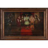 British School - Charles II and the Royal Court, 19th century oil on panel, 33.5cm x 55cm, within