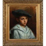 French School - Half Length Portrait of a Boy wearing a Beret, early 20th century oil on canvas,