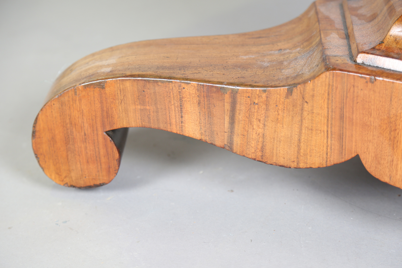 A mid-19th century walnut and foliate inlaid tip-top breakfast table, raised on a triform base, - Image 5 of 13