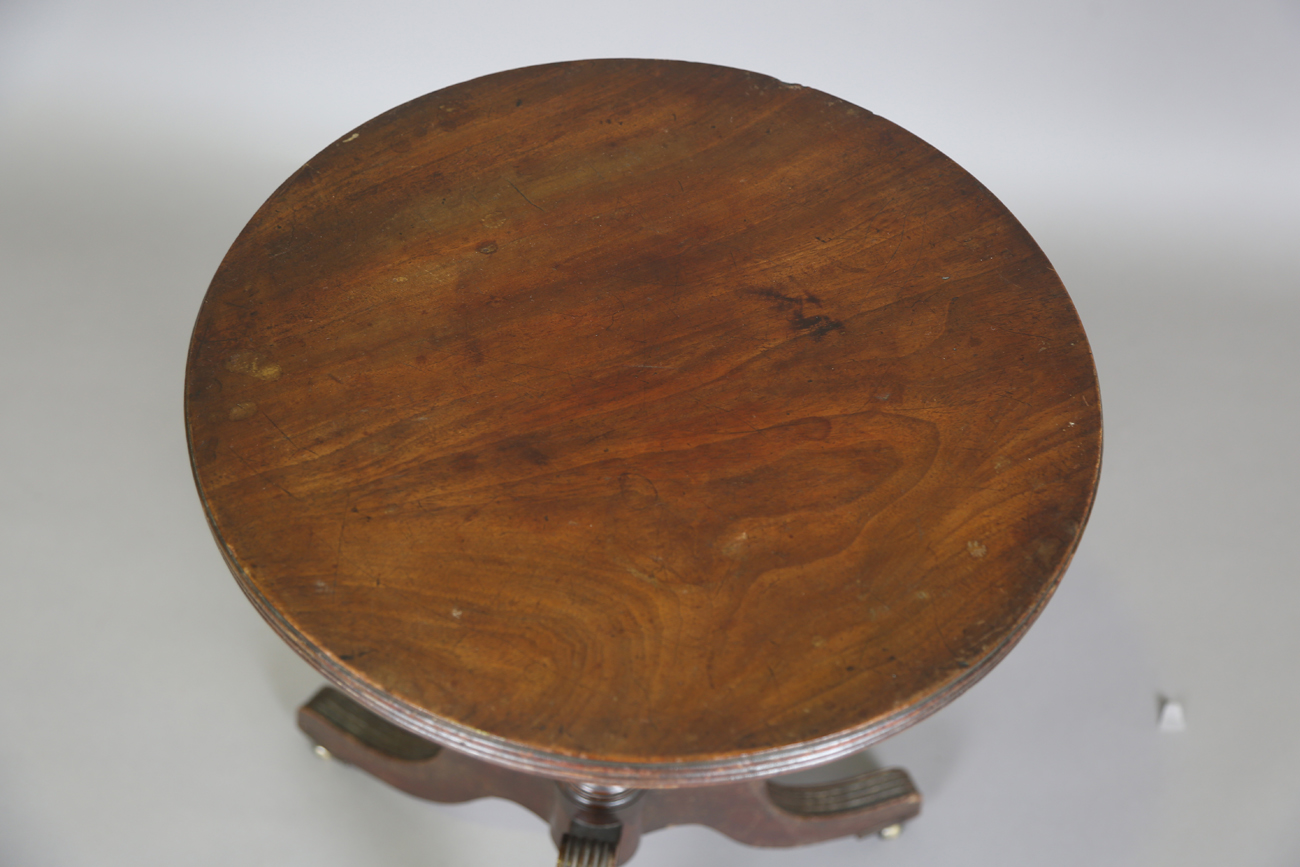 A Regency style mahogany circular tip-top wine table, on tripod legs, height 71cm, diameter 45cm. - Image 9 of 9