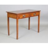 A George III mahogany side table, fitted with two frieze drawers, height 73cm, width 96cm, depth