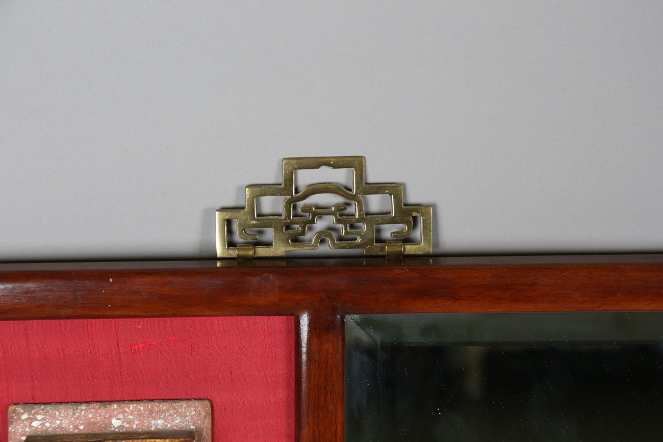 A 20th century Chinese hardwood framed rectangular wall mirror, the square bevelled glass plate - Image 14 of 14