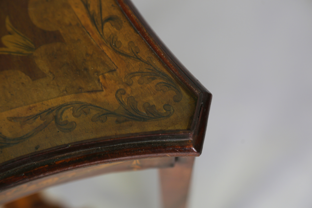 A 19th century Neoclassical Revival mahogany and inlaid kettle stand, the shaped top above a pull- - Image 9 of 10