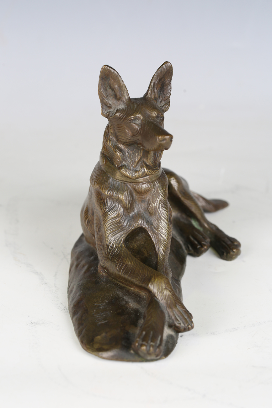 Maximilien-Louis Fiot - an early 20th century French patinated bronze model of an Alsatian, - Image 7 of 10