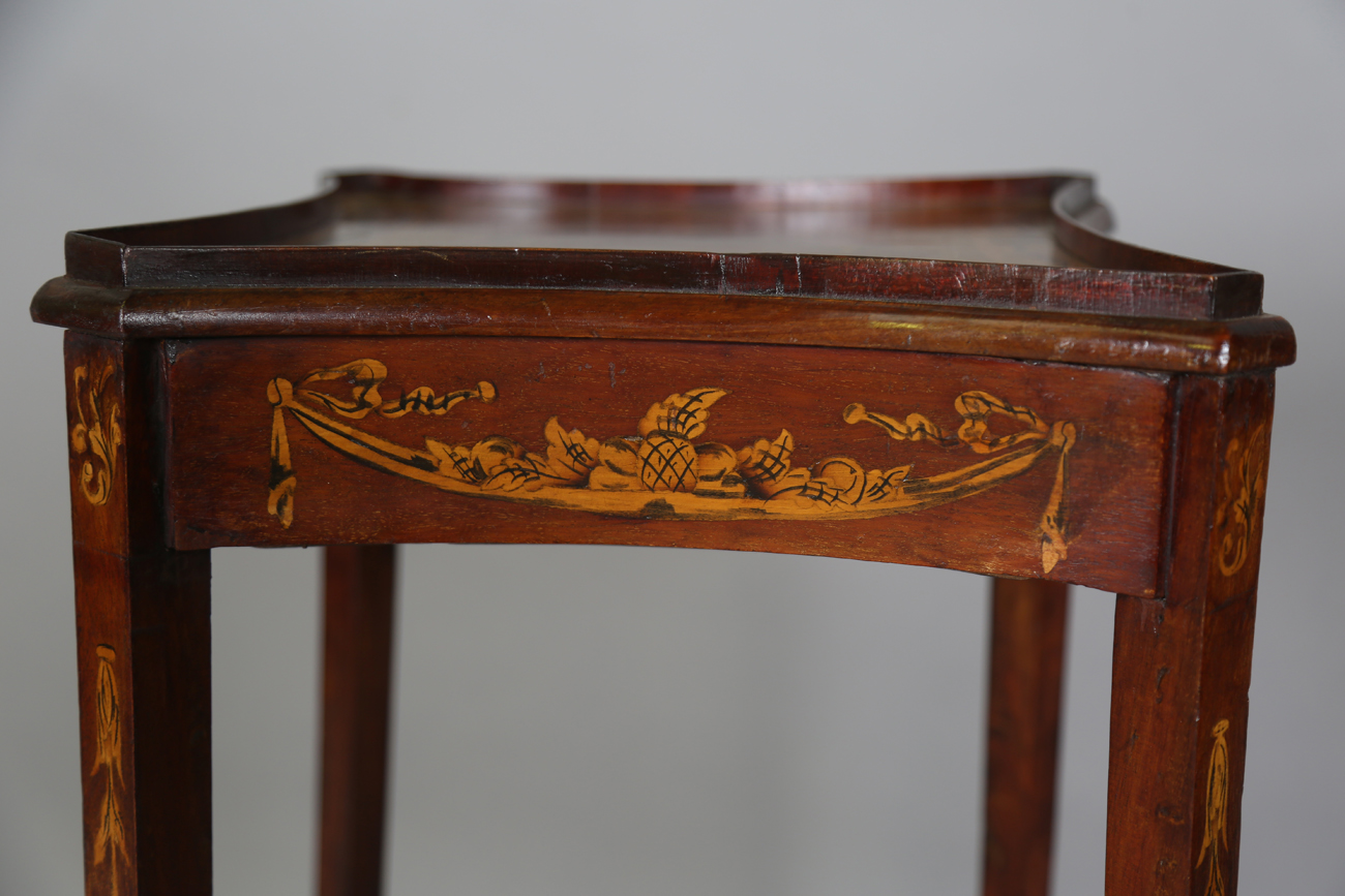 A 19th century Neoclassical Revival mahogany and inlaid kettle stand, the shaped top above a pull- - Image 6 of 10