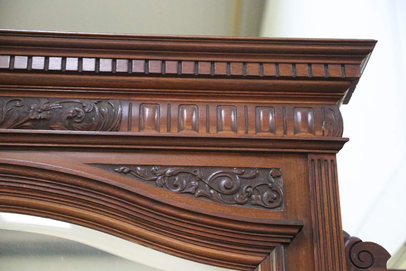 A large late Victorian walnut breakfront sideboard by James Shoolbred & Co, the mirror back with a - Image 15 of 16