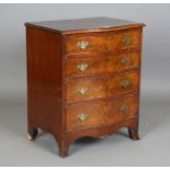 A 20th century George III style walnut chest of oak-lined drawers, height 75cm, width 62cm, depth