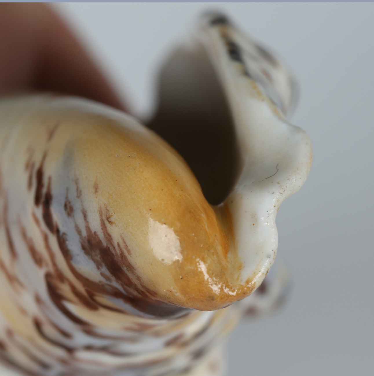 A late 19th century porcelain novelty scent bottle, modelled and painted as a seashell, length 7. - Image 5 of 7