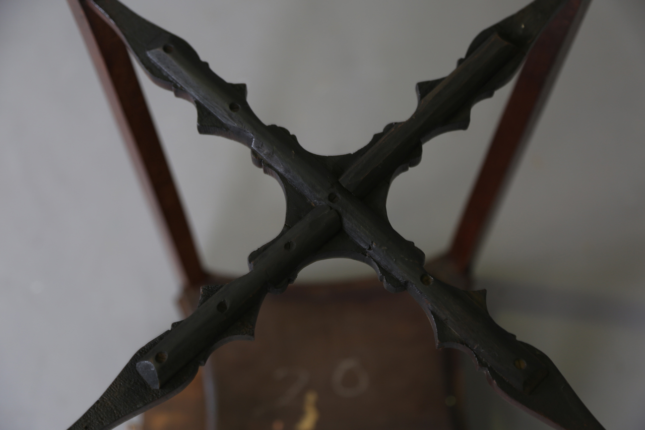 A 19th century Neoclassical Revival mahogany and inlaid kettle stand, the shaped top above a pull- - Image 2 of 10