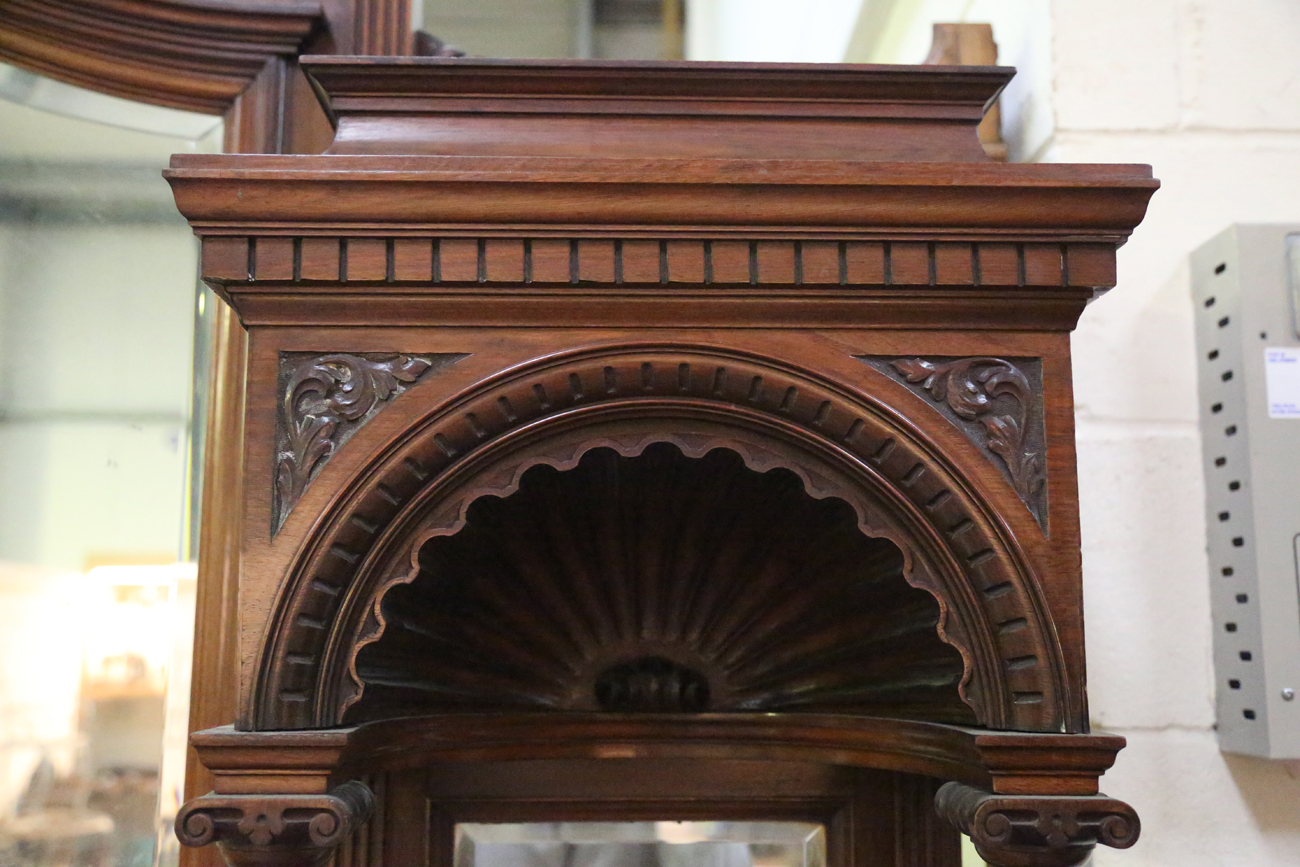 A large late Victorian walnut breakfront sideboard by James Shoolbred & Co, the mirror back with a - Image 14 of 16