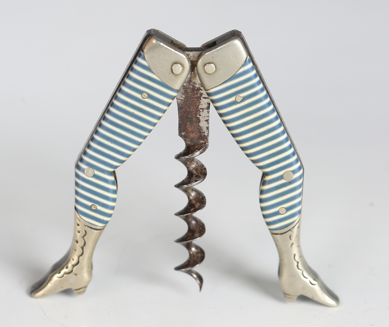 A pair of late 19th/early 20th century Continental nickel mounted and steel 'lady's legs' folding