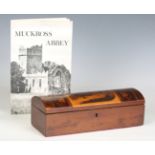 A 19th century Killarney inlaid glove box, the domed top decorated with a view of Muckross Abbey,