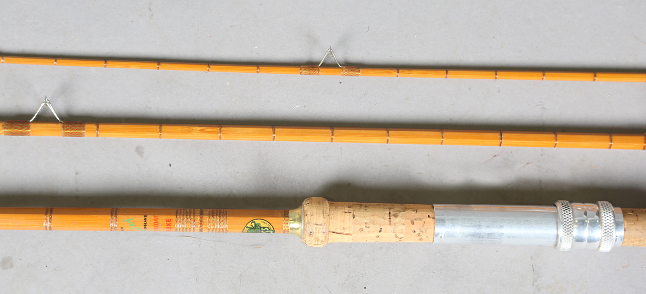 A group of various mainly split cane fly fishing rods, including a Sealey Octofloat De-luxe, two