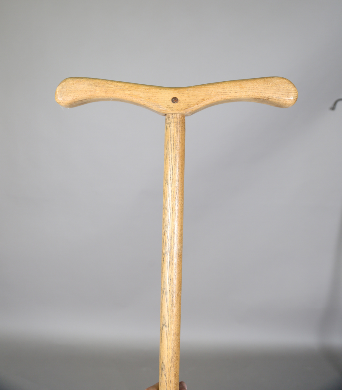 A scarce 19th century wrought iron shepherd's dipping crook, the shaped head on an ash shaft, length - Image 5 of 9