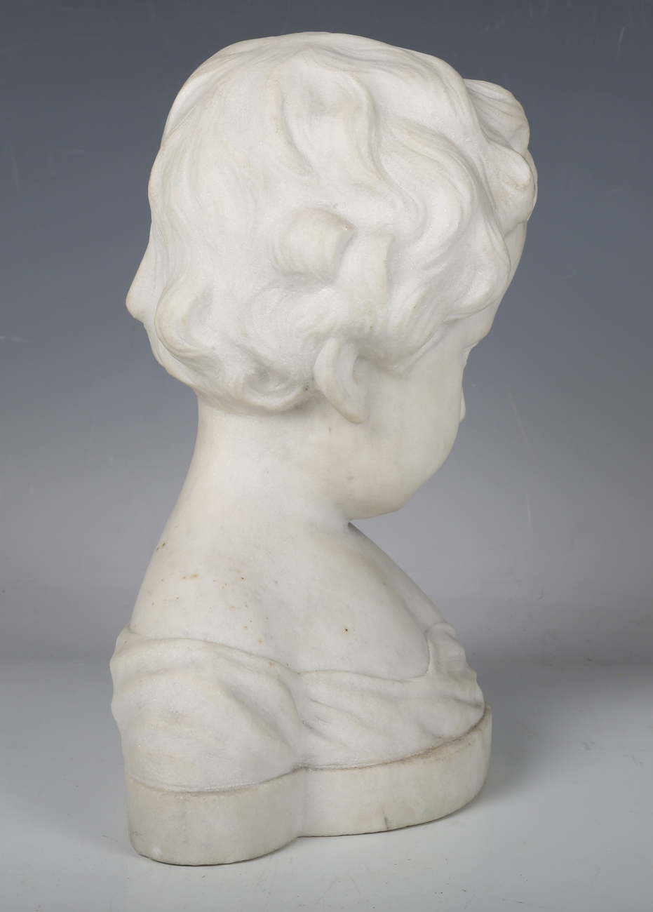 An early 20th century carved marble bust of a young boy, unsigned, height 24cm.Buyer’s Premium 29.4% - Image 3 of 9