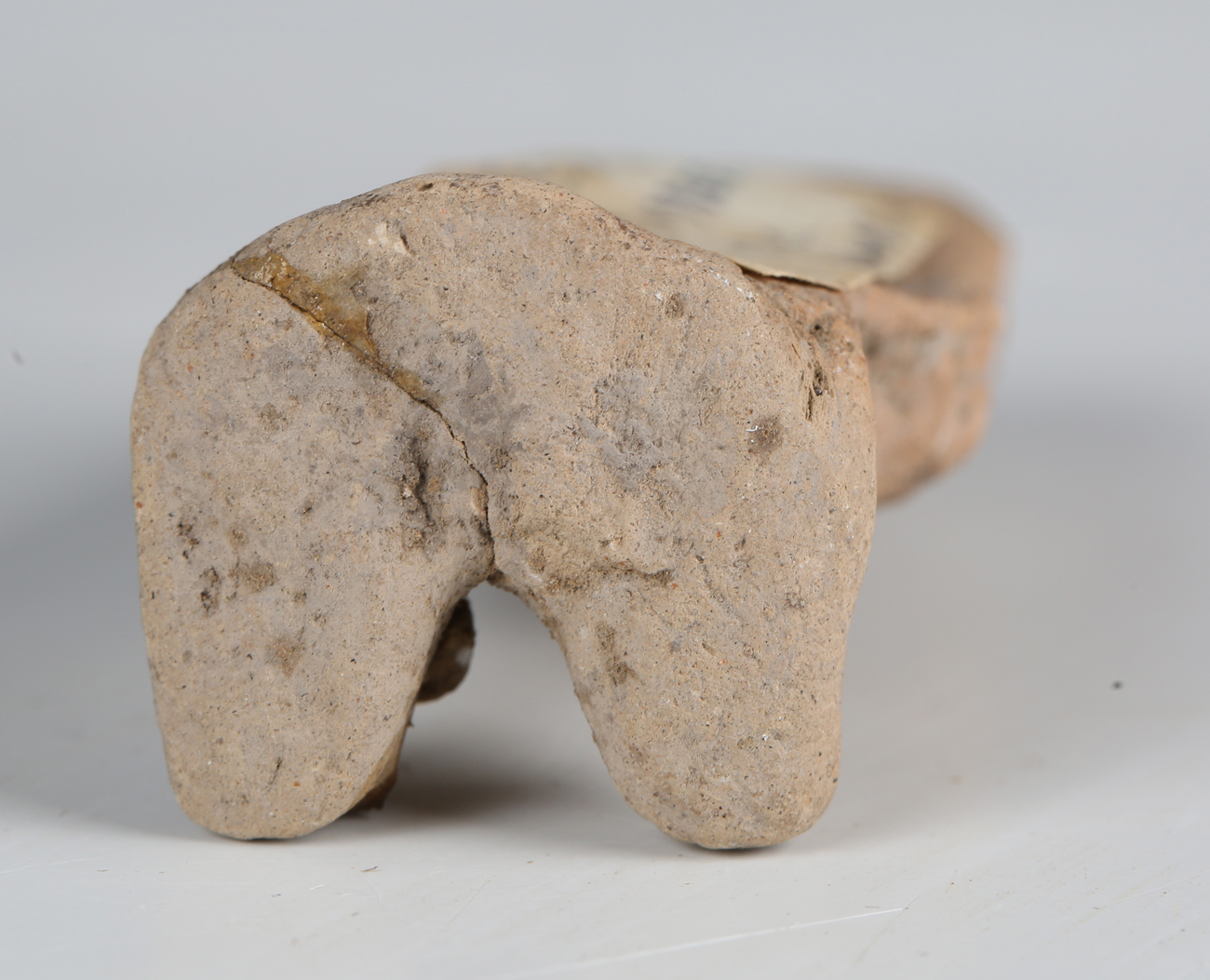 A pre-Columbian pottery mask, width 7.5cm, mounted on a wooden base, together with a pre-Columbian - Image 2 of 9