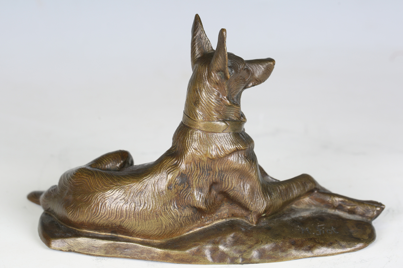 Maximilien-Louis Fiot - an early 20th century French patinated bronze model of an Alsatian, - Image 6 of 10