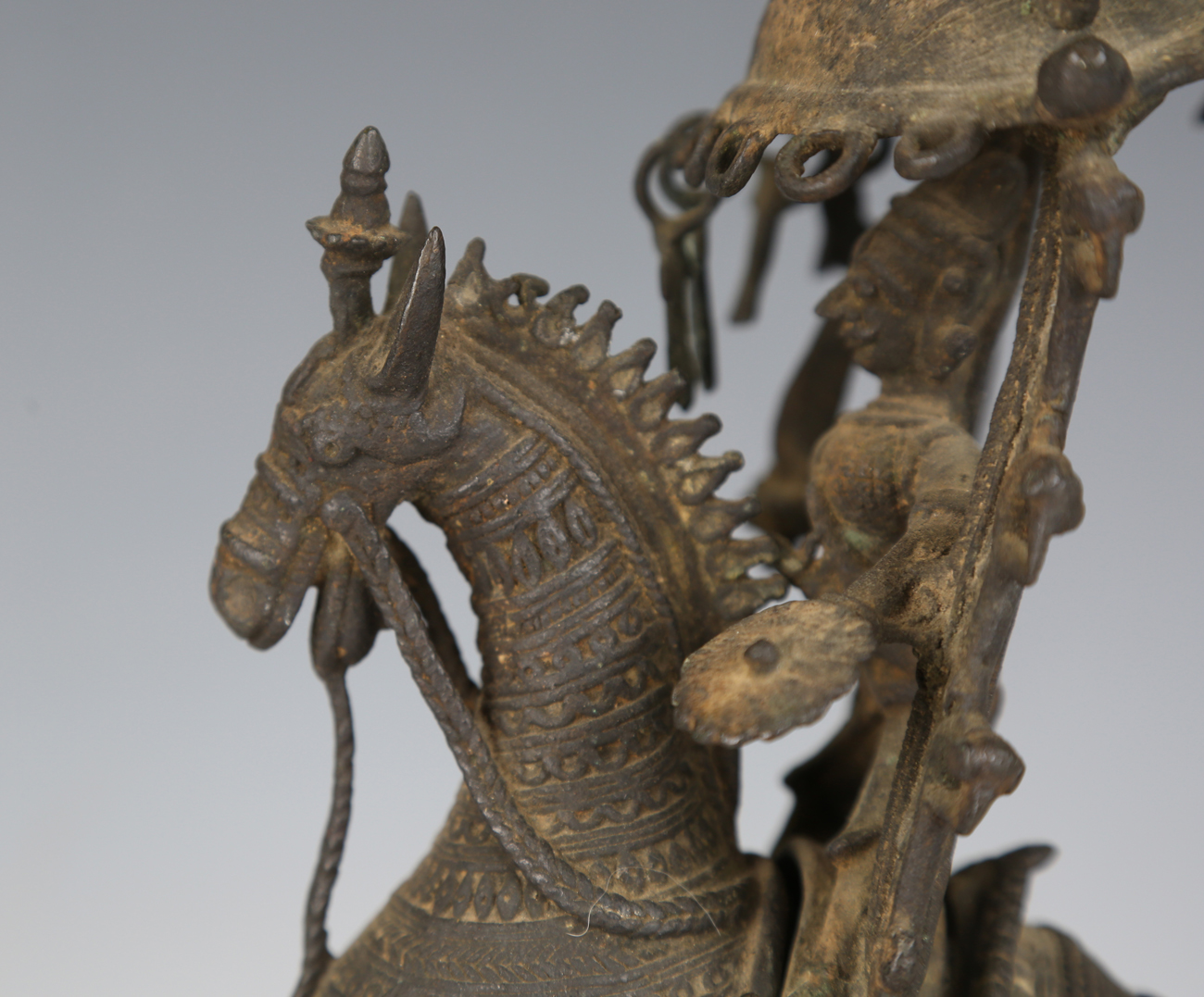 A 19th century Indian bronze model of a figure on horseback, the figure hinged, height 25cm, - Image 3 of 14