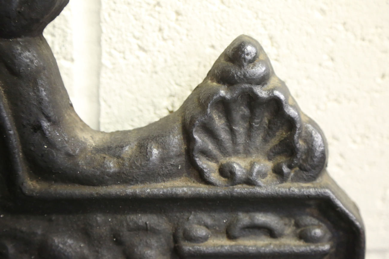 An early 20th century wrought iron fire basket and a pair of matching dogs with rosette finials, - Image 12 of 13