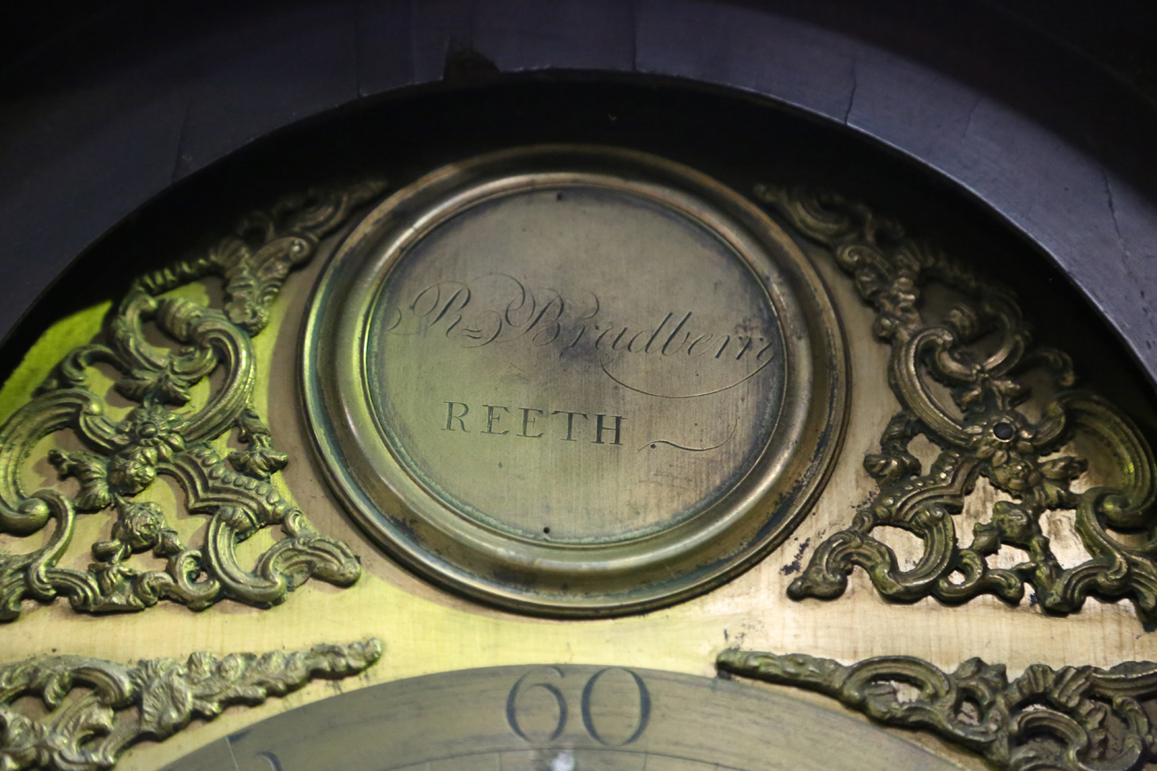 A George III mahogany longcase clock with eight day movement striking on a bell, the 12-inch brass - Image 12 of 12