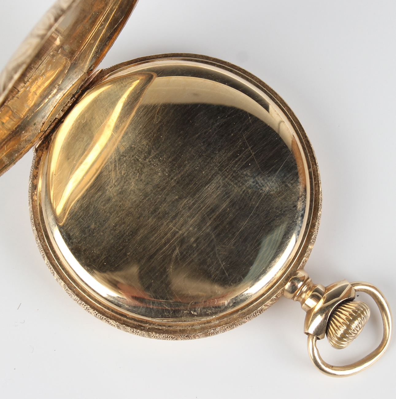 An Elgin 14ct gold keyless wind hunting cased gentleman's pocket watch, the lever movement - Image 4 of 6