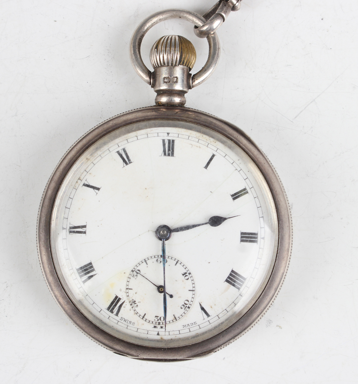 A silver cased keyless wind open-faced gentleman's pocket watch, the movement detailed 'Tachy - Image 18 of 18