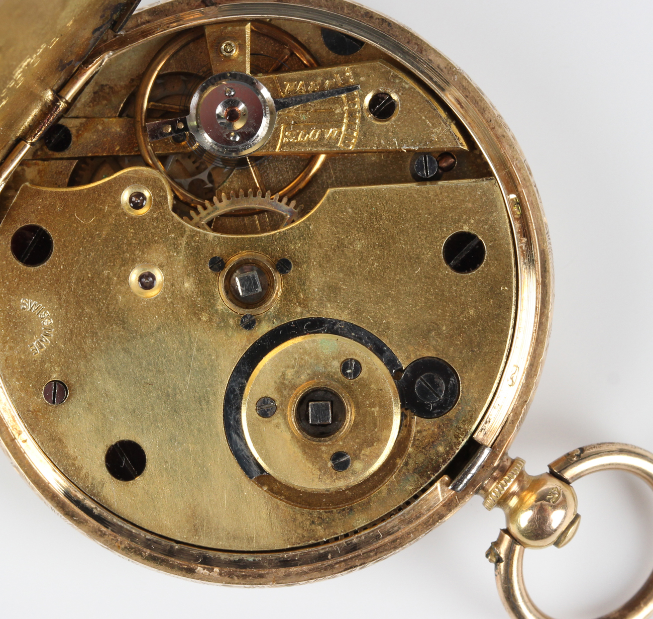 A 14ct gold keywind open-faced lady's fob watch with gilt three-quarter plate movement, the - Image 7 of 8