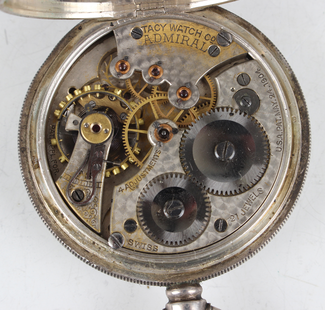 A silver cased keyless wind open-faced gentleman's pocket watch, the movement detailed 'Tachy - Image 16 of 18