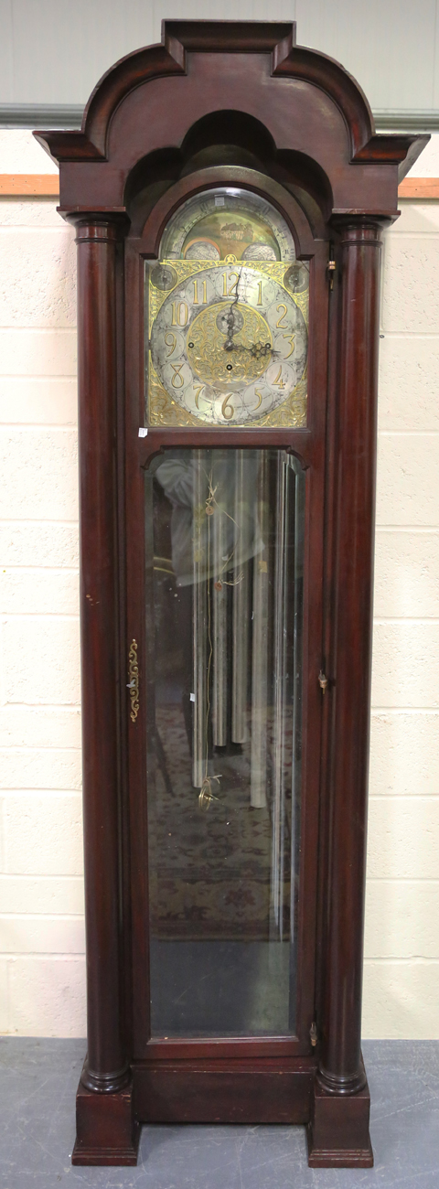 An early 20th century mahogany and glazed longcase clock, the three train movement chiming - Image 24 of 24
