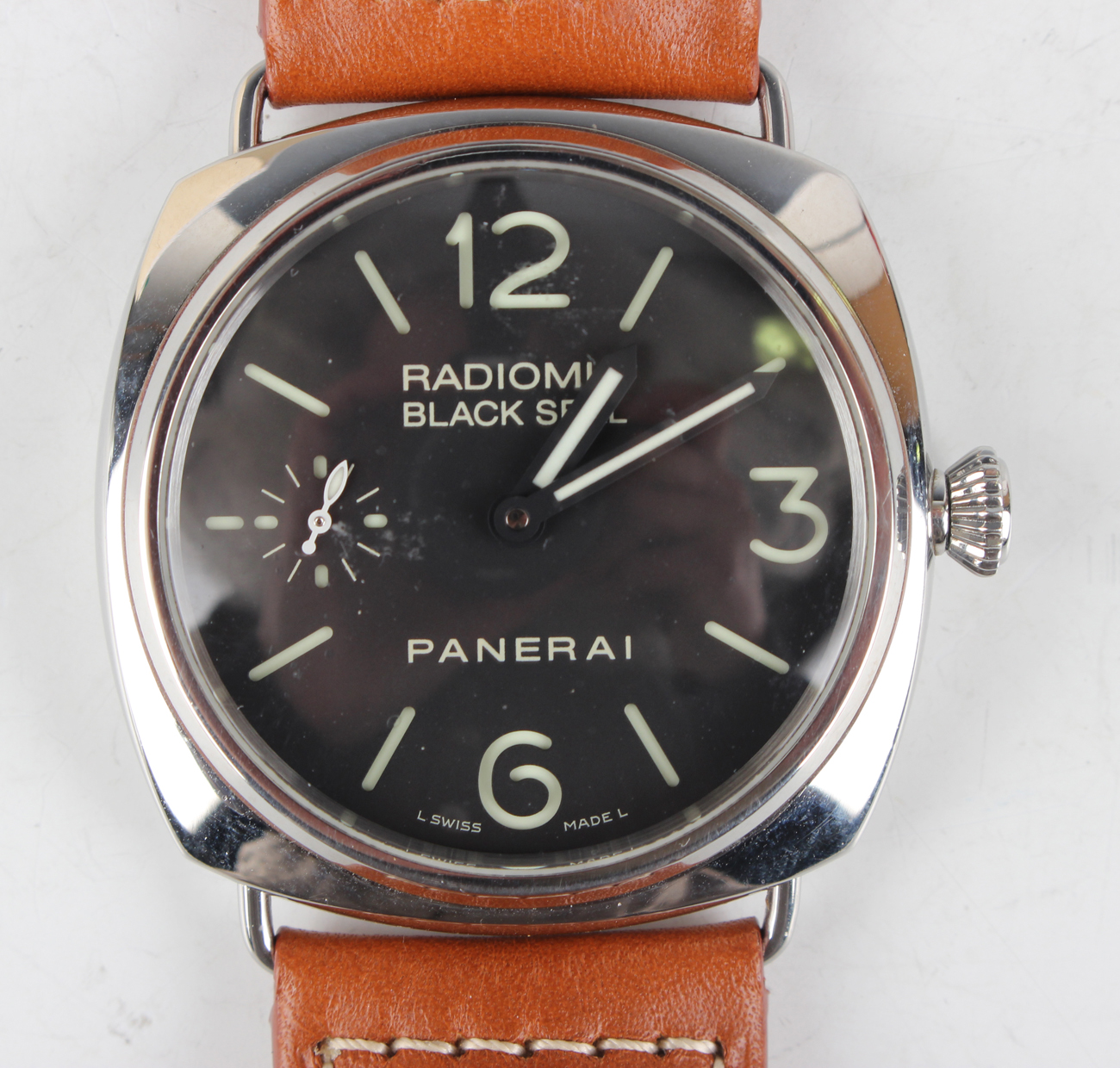 A Panerai Radiomir Black Seal stainless steel cushion cased gentleman's wristwatch with signed