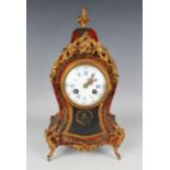 A late 19th century French gilt metal mounted boulle and red tortoiseshell mantel clock with eight