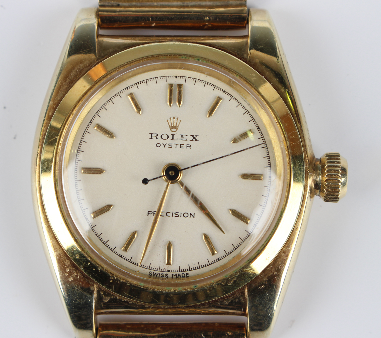 A Rolex Oyster Precision gilt metal fronted and steel backed gentleman's wristwatch, the signed - Image 8 of 8